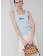 BOSS Top cu aplicatie logo - Albastru glaciar/Argintiu