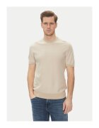 BOSS Tricou barbat bej - bumbac