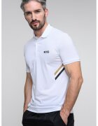 BOSS Tricou cu accente in dungi - Alb