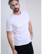 BOSS Tricou cu decolteu la baza gatului si imprimeu logo - Alb optic