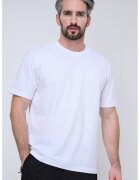 BOSS Tricou cu decolteu la baza gatului si logo discret - Alb optic