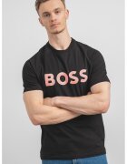 BOSS Tricou cu imprimeu logo si maneci raglan Teebero - Negru/Portocaliu