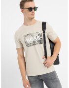 BOSS Tricou cu logo Building - Maro taupe deschis