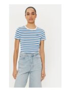 BOSS Tricou dama - Bumbac - Albastru/Alb