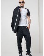 BOSS Tricou din material pique cu logo - Alb/Negru/Maro