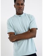 BOSS Tricou uni cu decolteu la baza gatului - Albastru aquamarin