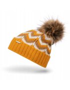 Broedrene Caciula pentru iarna dama - Brodrene - Lana - 55-58 cm - Galben/Alb
