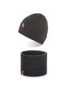 Broedrene Set caciula cu fular Brodrene - Acril - Universal - Gri inchis