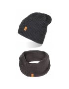 Broedrene Set caciula cu fular Brodrene - Acril - Universal - Gri inchis