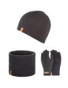 Broedrene Set caciula cu fular si manusi barbati Brodrene - Acril - Gri inchis
