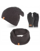 Broedrene Set caciula cu fular si manusi barbati Brodrene - Acril - Gri inchis