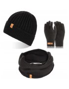 Broedrene Set caciula cu fular si manusi barbati Brodrene - Acril - Negru