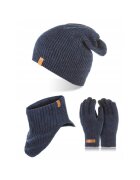 Broedrene Set caciula cu manusi si fular Brodrene - Acril - Universal - Bleumarin