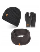 Broedrene Set caciula cu manusi si fular Brodrene - Acril - Universal - Gri inchis