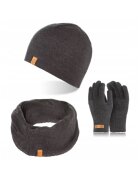 Broedrene Set caciula cu manusi si fular Brodrene - Acril - Universal - Gri inchis