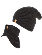 Broedrene Set caciula + fular tip guler barbati - Brodrene - Acril - Circumferinta 56-60 cm - Fular 25 x 20.5 cm - Negru
