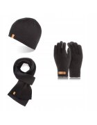 Broedrene Set caciula - manusi si fular barbati - Brodrene - Fleece - Dimensiune universala - Negru