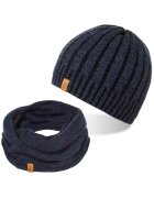 Broedrene Set caciula si fular barbati Brodrene - Acril - Albastru inchis