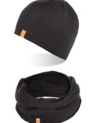 Broedrene Set caciula si fular barbati - Brodrene - Fleece - Dimensiune universala - Negru