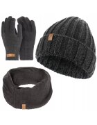 Broedrene Set de iarna - 3 in 1 - Pentru barbati - Acril - Circumferinta 57-60 - Negru