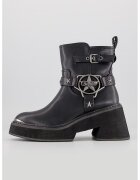 Buffalo Ghete biker de piele ecologica cu toc masiv Bull Star - Negru