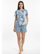 Bumbacel 100 COTTON Pijamale din bumbac - cu si imprimeu - pentru dame - Albastru