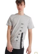 Bumbacel 100 COTTON Tricou pentru barbati cu imprimeu si maneca scurta - 65998 - Gri
