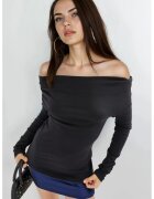 Busem Bluza dama - mulata - decolteu barca - negru - jerseu