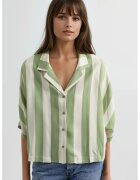 Busem Camasa dama - cu dungi - croiala relaxata - alb-verde - textil