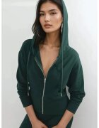 Busem Hanorac cu fermoar si gluga maneca lunga - verde - jerseu