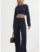 Busem Pantaloni dama drepti - talie inalta - albastru marin - textil - Bleumarin
