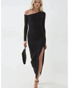 Busem Rochie maxi guler asimetric - negru - jerseu