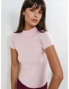 Busem Tricou dama bumbac - guler semi-rulat - roz pudra