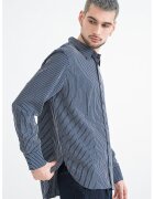 Calvin Klein Camasa cu logo brodat si dungi - Alb/Gri carbune