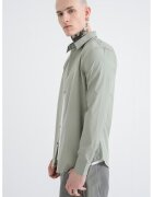 Calvin Klein Camasa din amestec de bumbac cu model uni si guler ascutit - Verde fistic