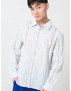 Calvin Klein Camasa relaxed-fit cu dungi - Rosu inchis/Verde pal