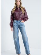 Calvin Klein Jeans Jacheta scurta de piele ecologica cu mansete si terminatie elastice - Visiniu