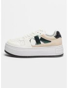 Calvin Klein Jeans Pantofi sport cu talpa flatform si detalii de piele intoarsa - Negru stins/Alb optic/Alb murdar