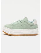 Calvin Klein Jeans Pantofi sport flatform de piele intoarsa - Verde deschis