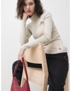 Calvin Klein Jeans Pulover cu guler inalt si aplicatie logo - Grej