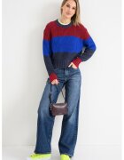 Calvin Klein Jeans Pulover tricotat cu decolteu la baza gatului - Rosu inchis/Albastru royal/Gri antracit