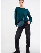 Calvin Klein Jeans Pulover uni din bumbac cu maneci cazute - Verde inchis