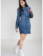 Calvin Klein Jeans Rochie-camasa din denim cu buzunare pe piept - Albastru melange