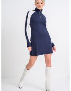 Calvin Klein Jeans Rochie mini cu maneci lungi si fenta cu fermoar - Alb/Bleumarin