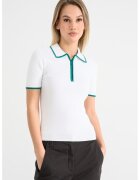 Calvin Klein Jeans Tricou polo cu garnituri contrastante - Alb/Verde