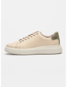 Calvin Klein Pantofi sport din piele cu garnituri din piele intoarsa - Roz pal/Verde sparanghel