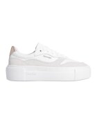 Calvin Klein Pantofi sport flatform cu garnituri de piele intoarsa - Alb