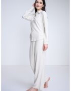 Calvin Klein Pijama cu pantaloni lungi si logo - Bej deschis