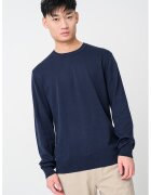 Calvin Klein Pulover cu decolteu la baza gatului si logo discret - Albastru ultramarin