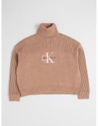 Calvin Klein Pulover cu guler inalt si logo - Bej